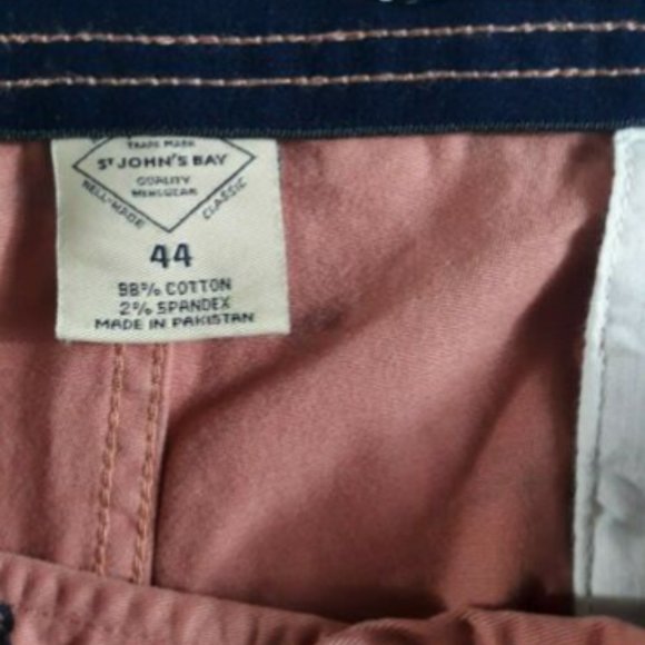 St. John's Bay Men's Power Stretch Chino Shorts Size 44 Washed Lobster Color - Picture 10 of 11